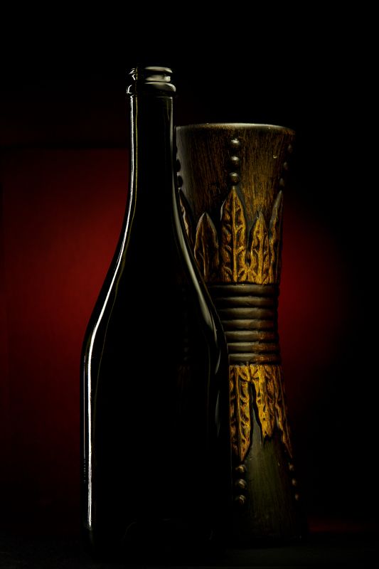 длинная выдержка, световая кисть, натюрморт, стекло, ваза, вино Тандем фото превью