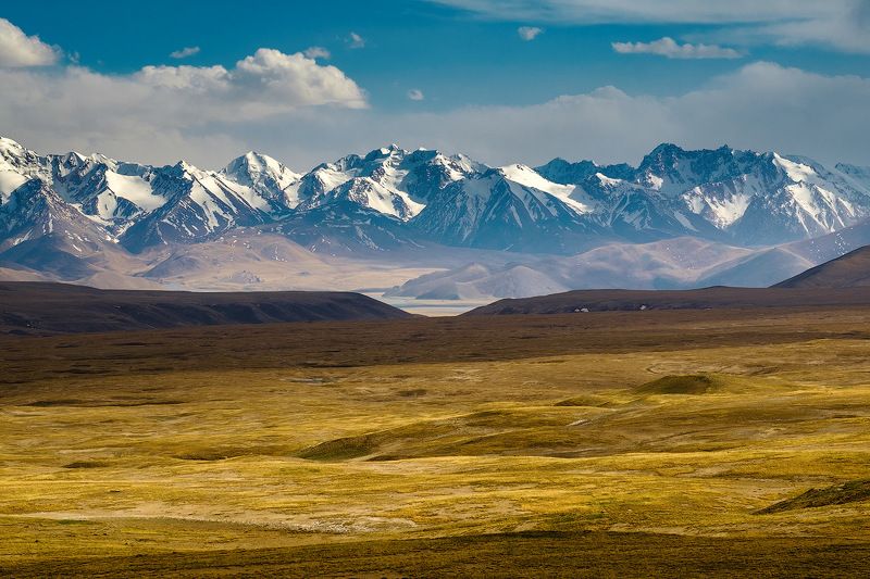 киргизия, азия, пейзаж, природа, весна, горы, ущелье, закат, долина, сырты, путешествие, плато, долина, хребет, снег На просторах Арабели фото превью