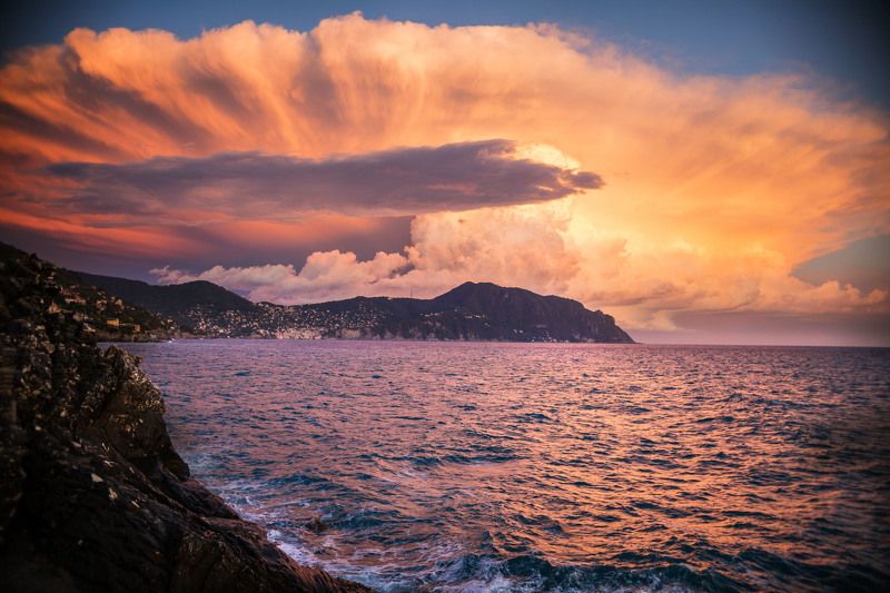 закат, небо, горы, италия, взрыв, розовый, море Explore in the sky фото превью