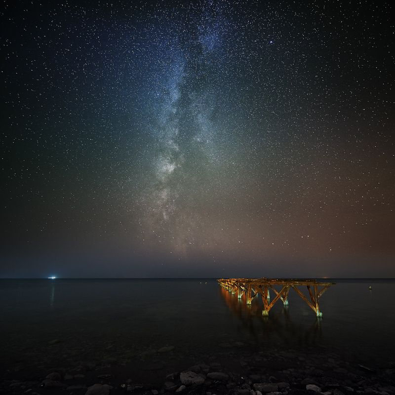млечный путь ночное небо звезды пейзаж Старый Пирс фото превью