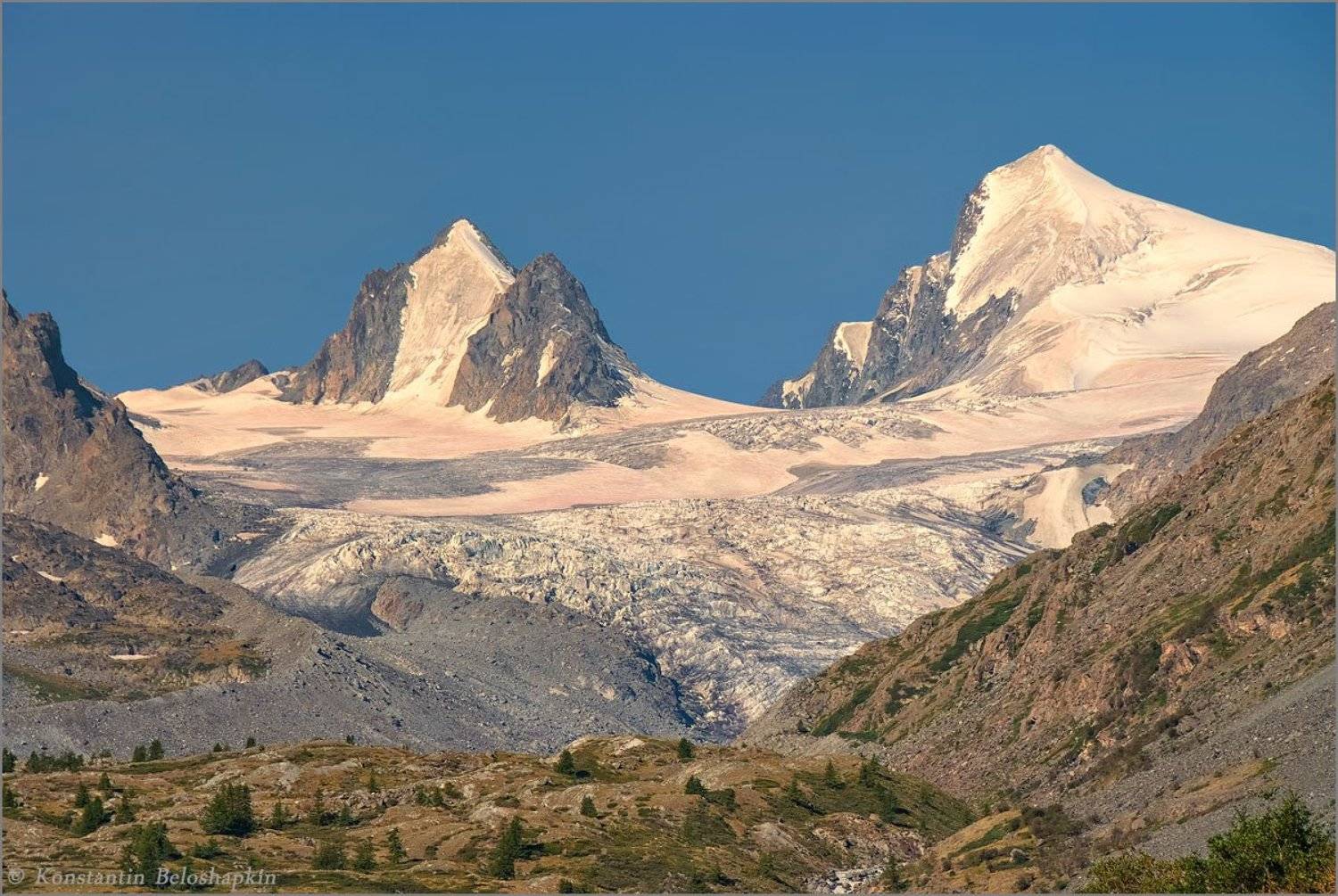 софийский ледник, алтай, утро, красный снег, хламидомонада, Константин Белошапкин