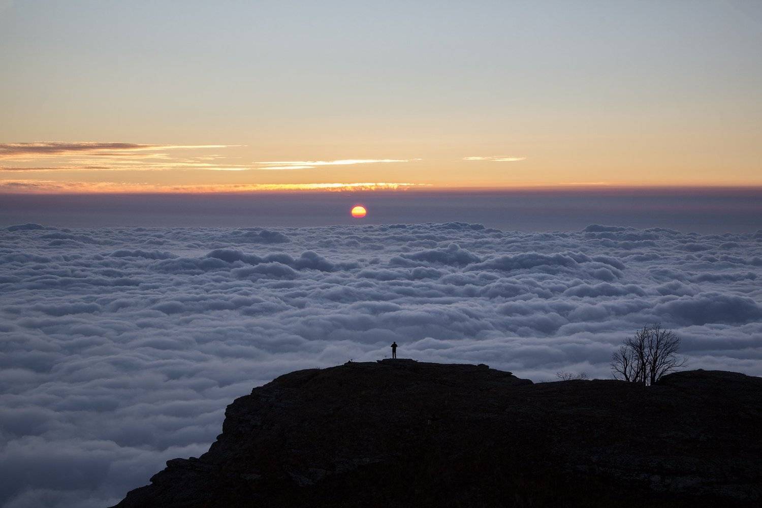 sunset, alone, mountain, clouds, sun, Олег Болотников