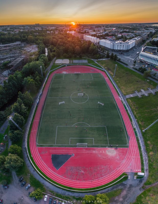 Квадрокоптер, дрон, петрозаводск, закат Закат над сталионом фото превью