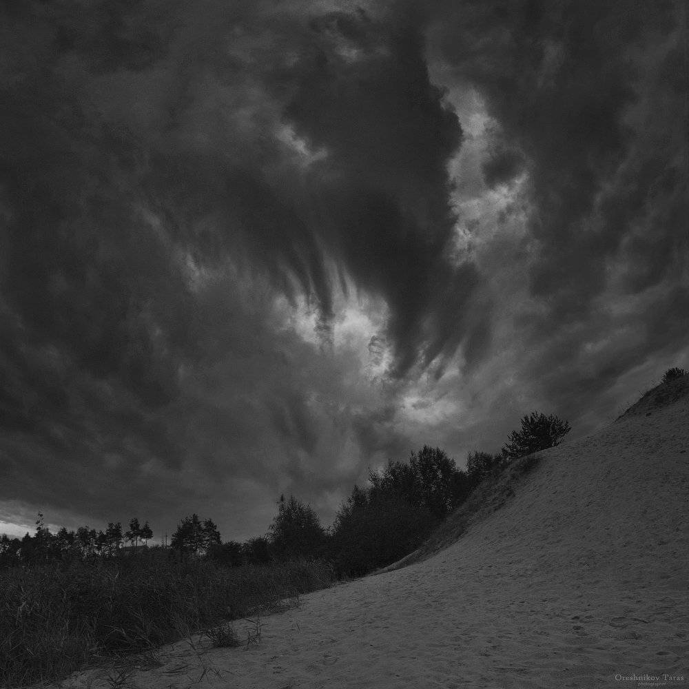 пейзаж,природа,небо,пляж,чб, Taras