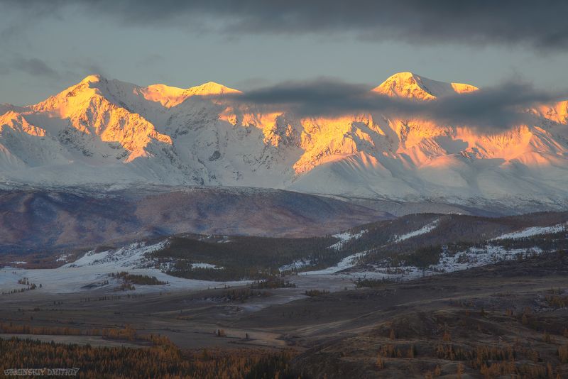 рассвет, осень, алтай Актру и Куркурек на рассвете фото превью