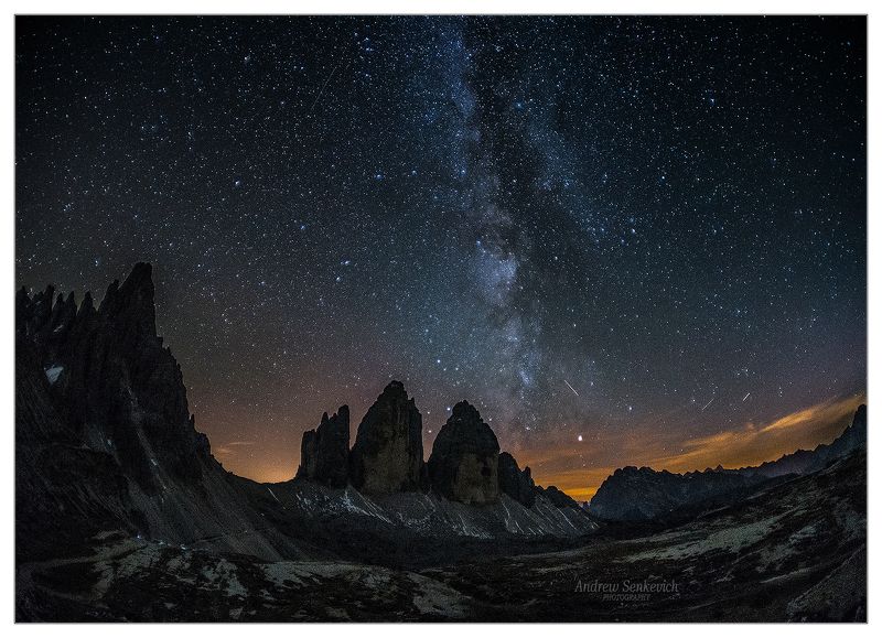 tre cime di lavaredo, dolomites, italy, горы, ночь, млечный путь, доломиты, milky way, night, stars Бриллиантовые дороги фото превью
