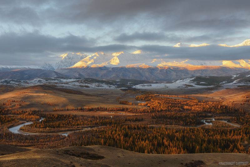 алтай, осень, рассвет Рассвет в Курайской степи фото превью