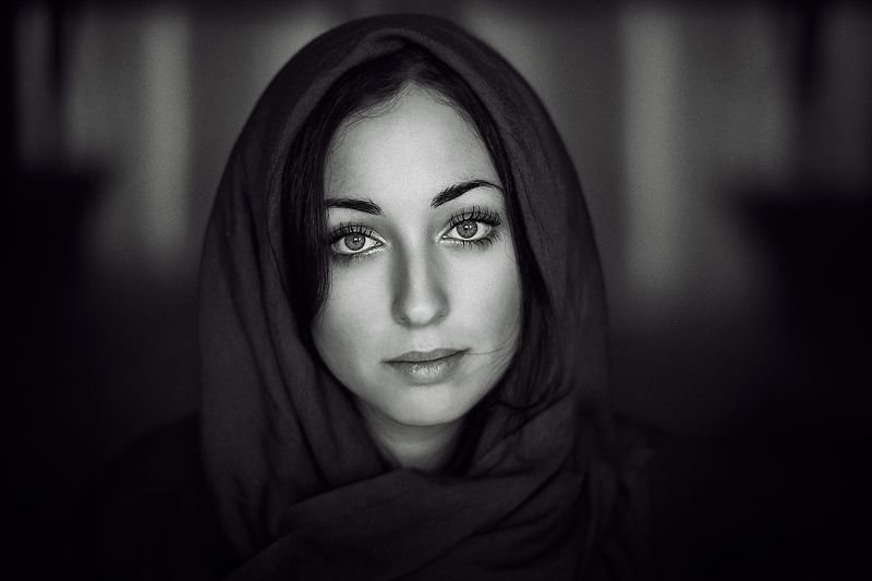 bw, portrait, girl, young, beauty, face, eyes, michaela фото превью