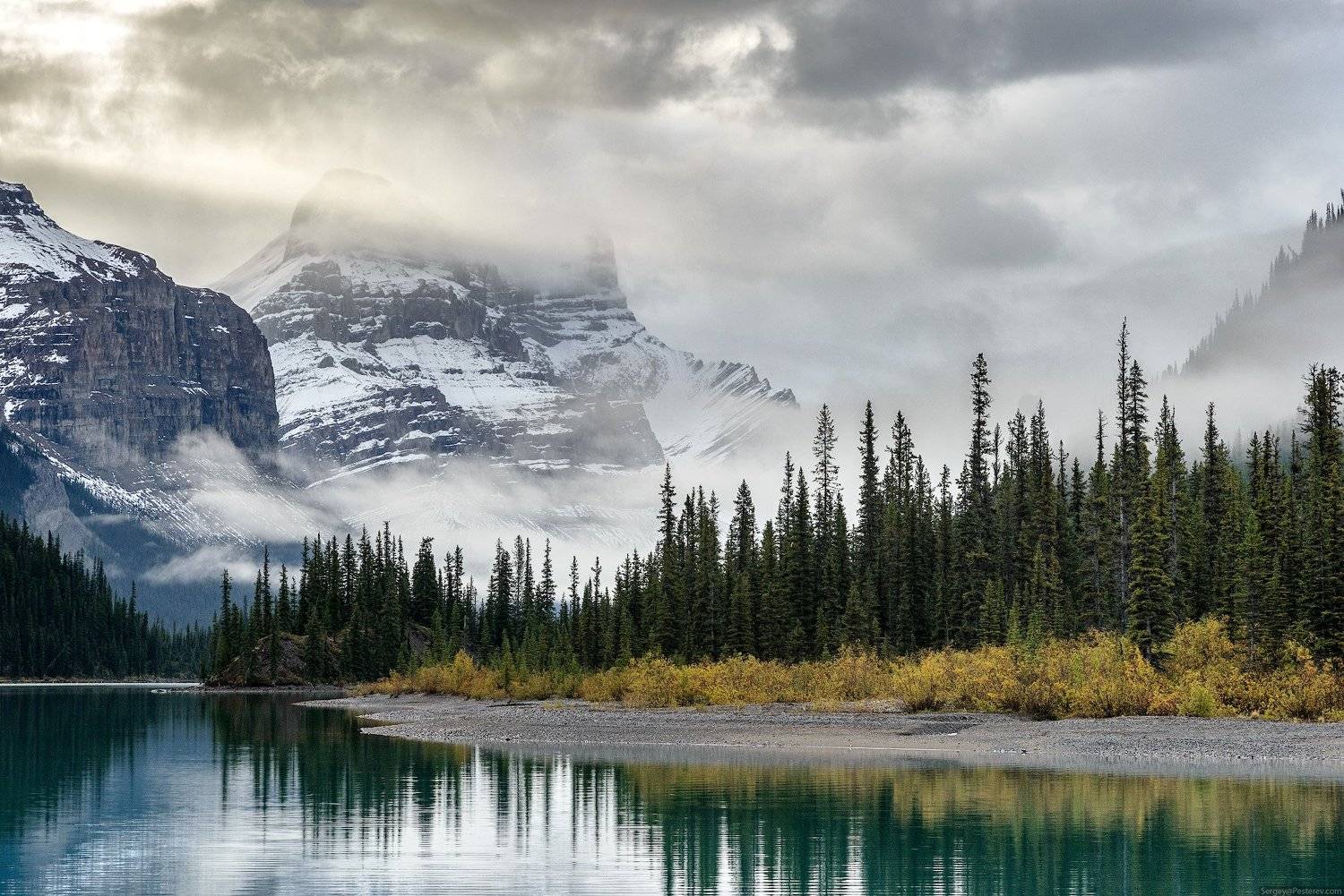 Канада, горы, озеро, утро, пейзаж, Джаспер, Сергей Пестерев