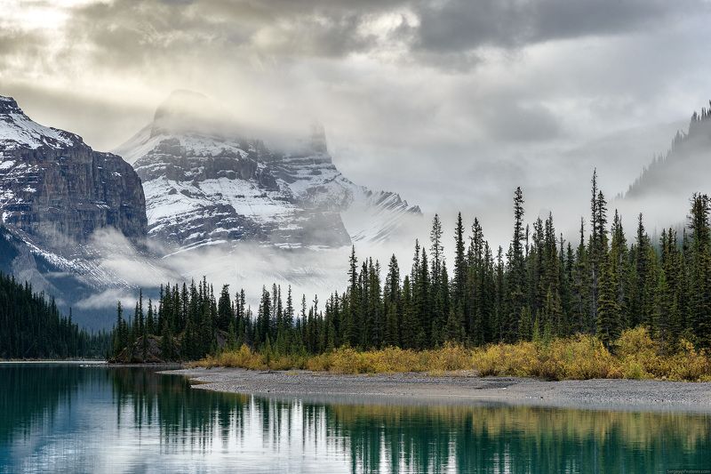 Канада, горы, озеро, утро, пейзаж, Джаспер Утро в Скалистых горах фото превью