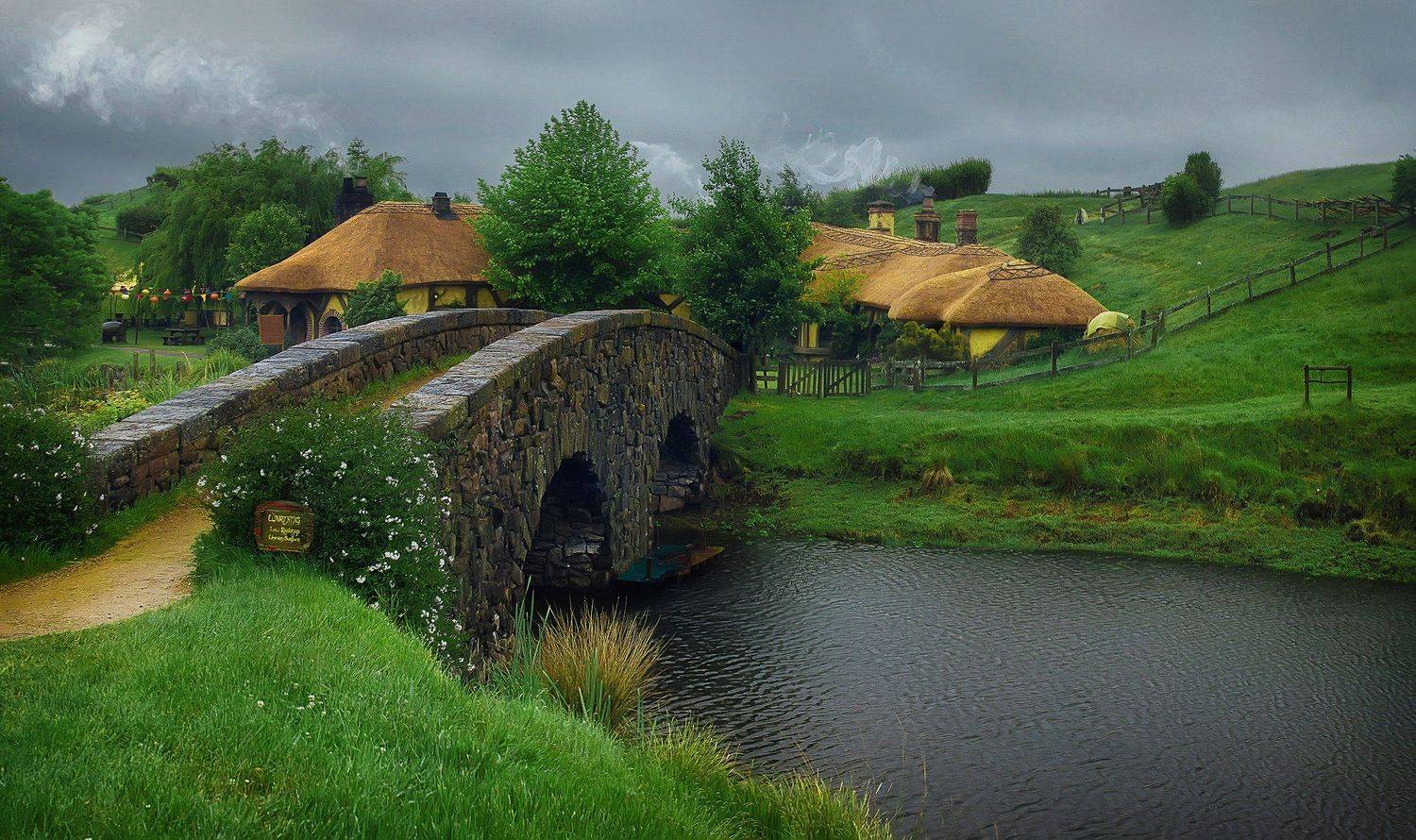 Новая Зеландия, хоббитон, деревня, мост, Алексей Ермаков