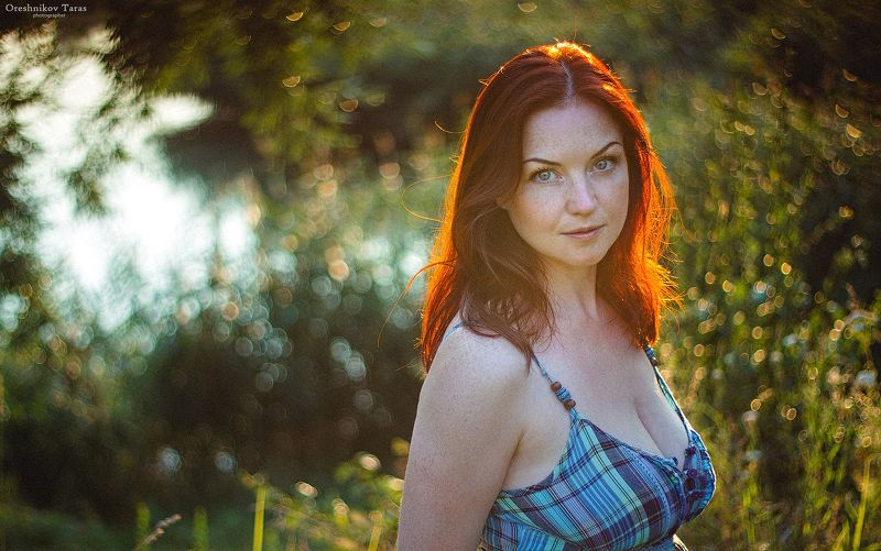 портрет,девушка,лето,рыжая,боке,люди  фото превью