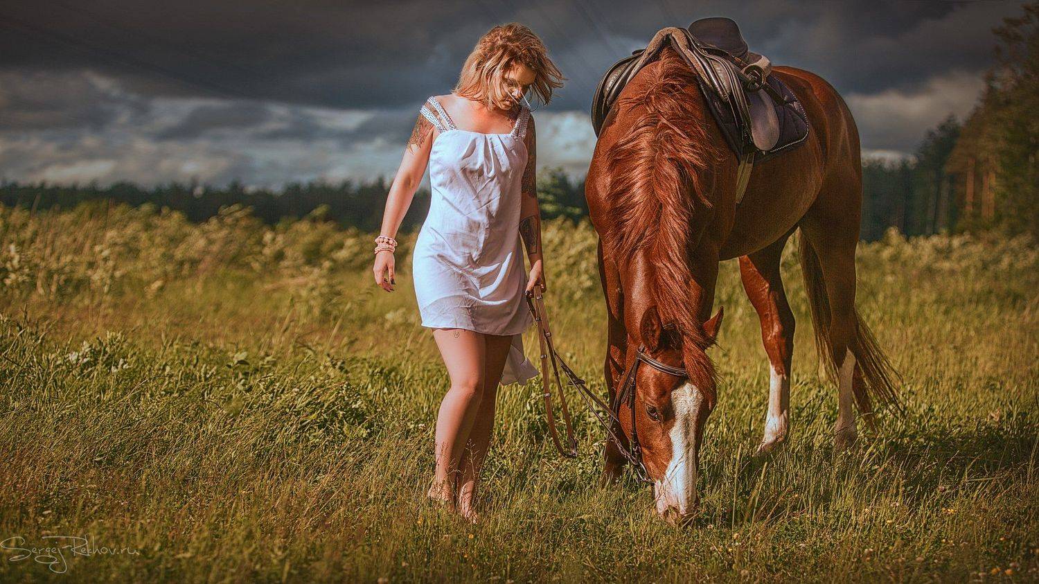 конь, девушка, конюшня, гроза, деревня, рехов, сергейрехов, Сергей Рехов