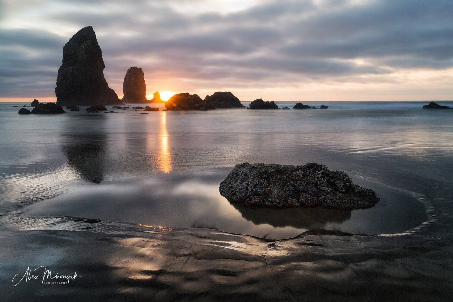 океан, сша, орегон, скала, закат, отлив, прилив, отражение, рассвет, фототур, Alex Mironyuk