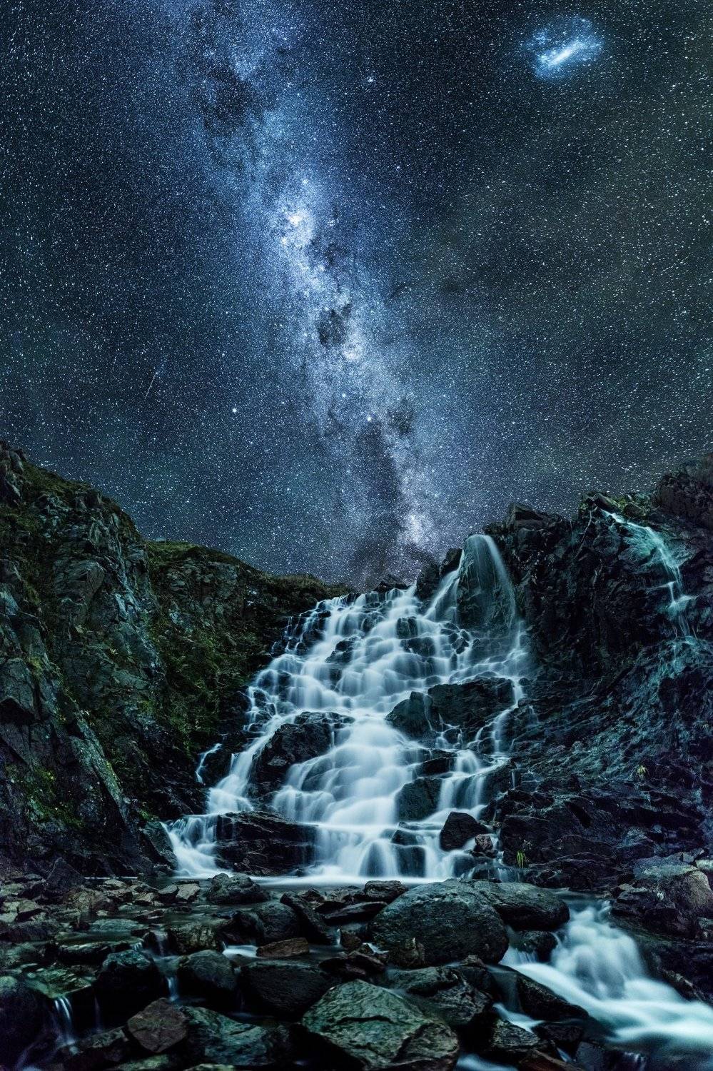 звезды, водопад, терибирка, мурманская область, россия, Алексей Сулоев