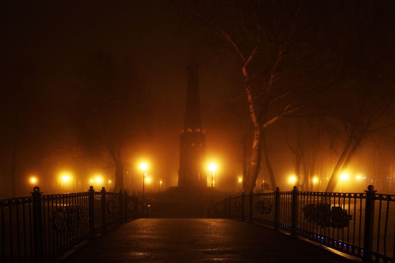 вечер, туман фото превью