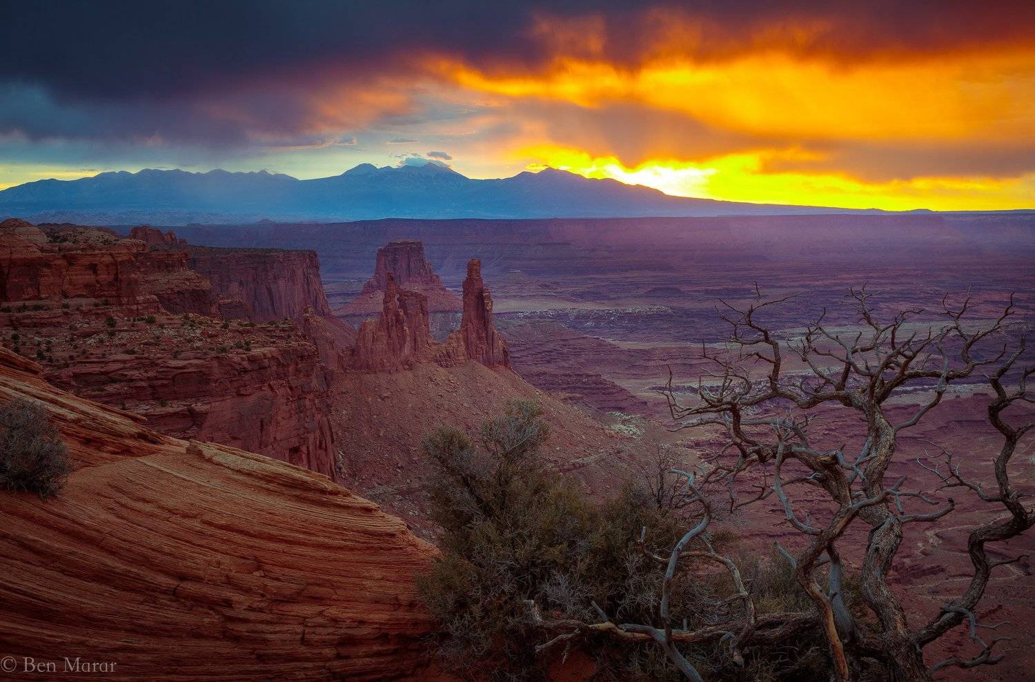 canyonlands, landscape, mesa arch, utah, canon, sunrise, cloudy, storm, Ben Marar
