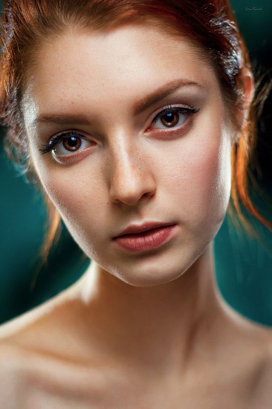 лди, человек, девушка, портрет, молодая, рыжая, теплый, фон, цвет, студия, взгляд, глаза, красота, молодость, фотокузница, ivankovale Лена фото превью