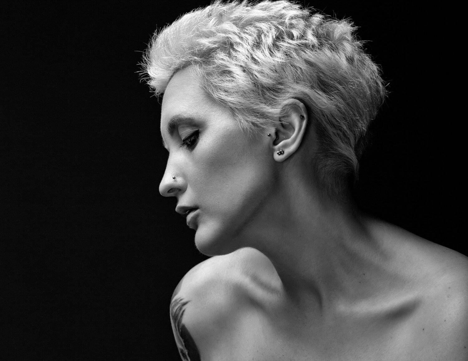 портрет чб женский девушка короткая стрижка, Шипов Олег