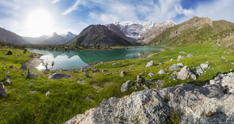 таджикистан, фаны, фанские, озеро, горы, река, панорама, азия Озеро Куликалон фото превью