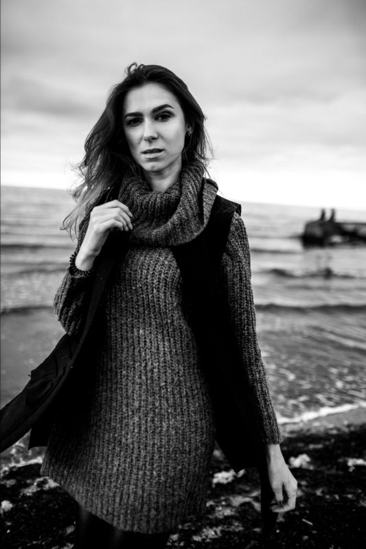 sea, girl, wind, weather, beauty, black and white, hair, beach Jenya Zzzzzzzzzz фото превью