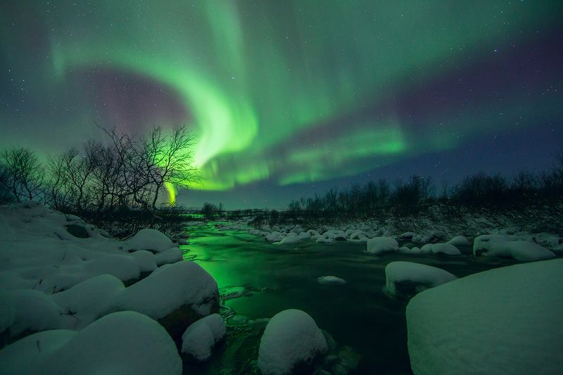 пейзаж, природа, кольский п-ов, полярное сияние *** фото превью
