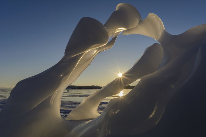 природа, пейзаж, байкал, лед, солнце, закат Любовь фото превью