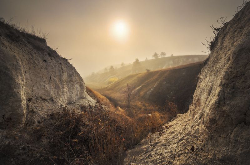 утро, туман, рассвет, мгла, кручи, мел, осень, пейзаж Когда небо мглою кроет фото превью