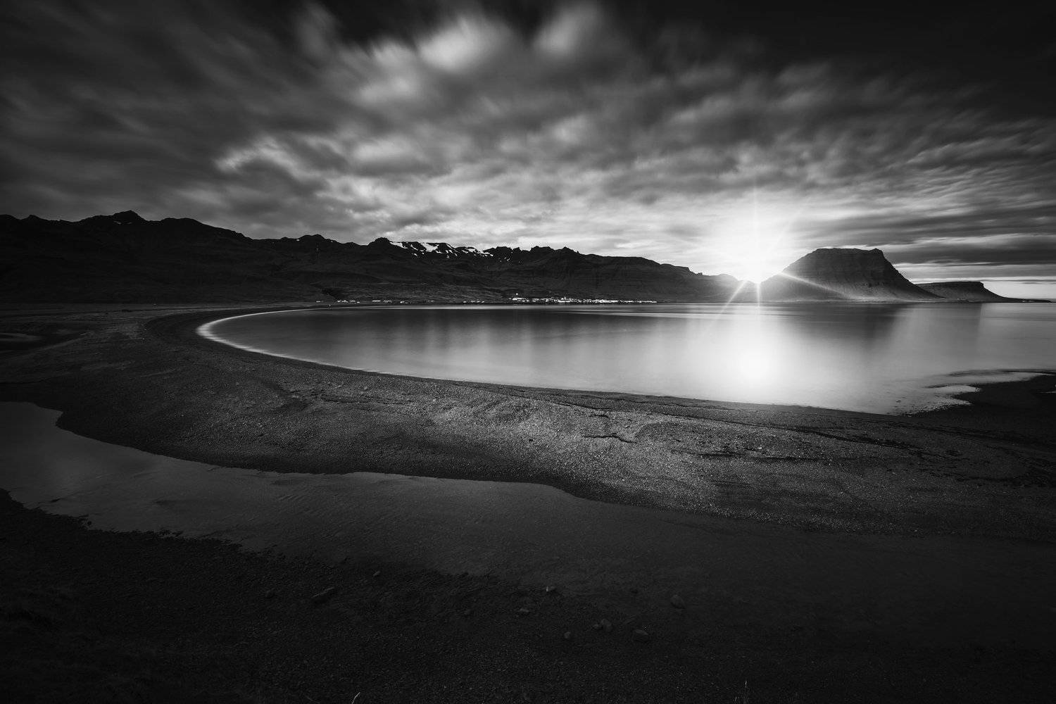 iceland, kirkjufell, landscape, nature, sun, пейзаж, black&white, Genadi Dochev