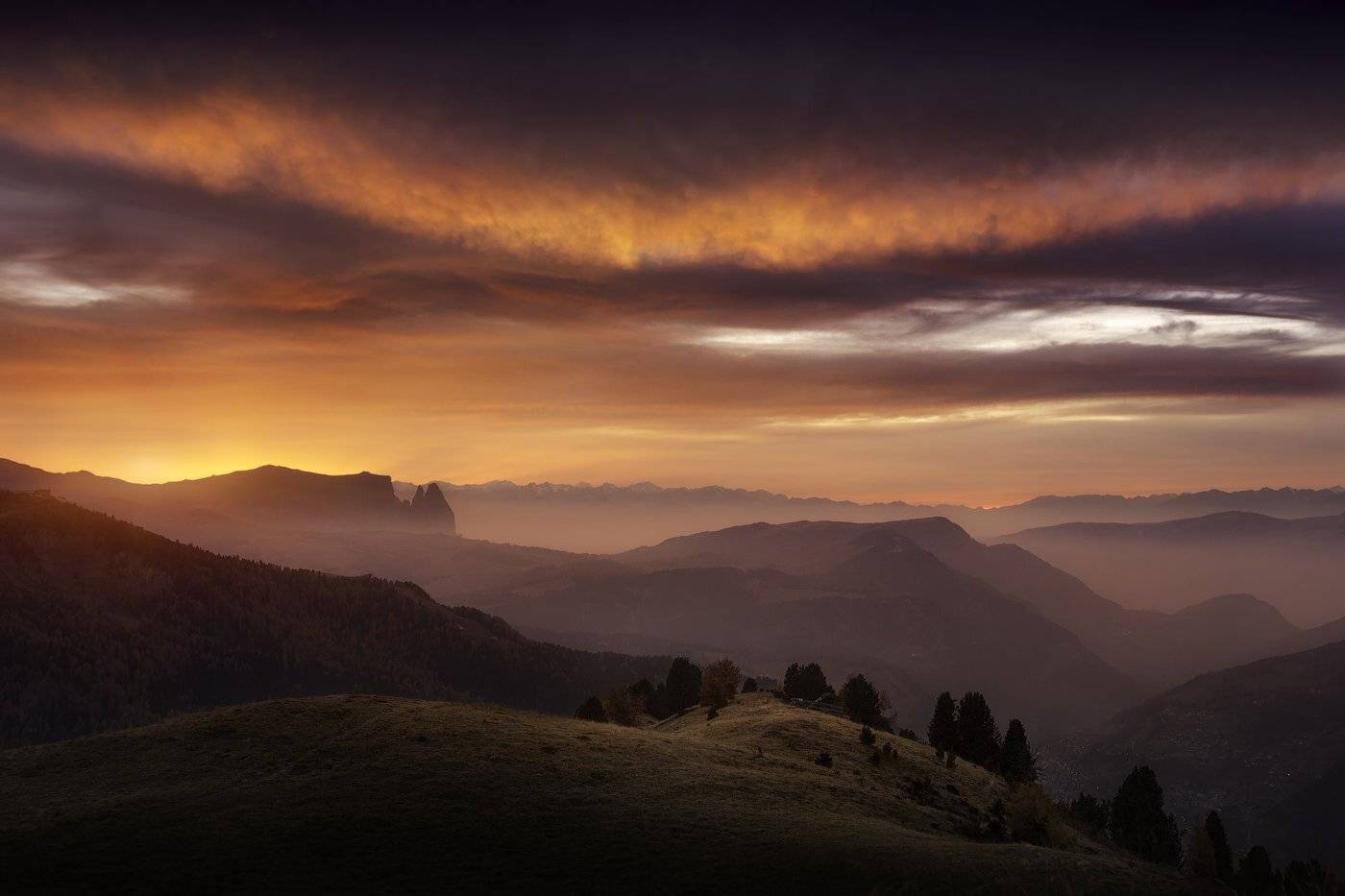 	италия, закат, вечер, доломиты, горы, небо, облака, Cтанислав Малых