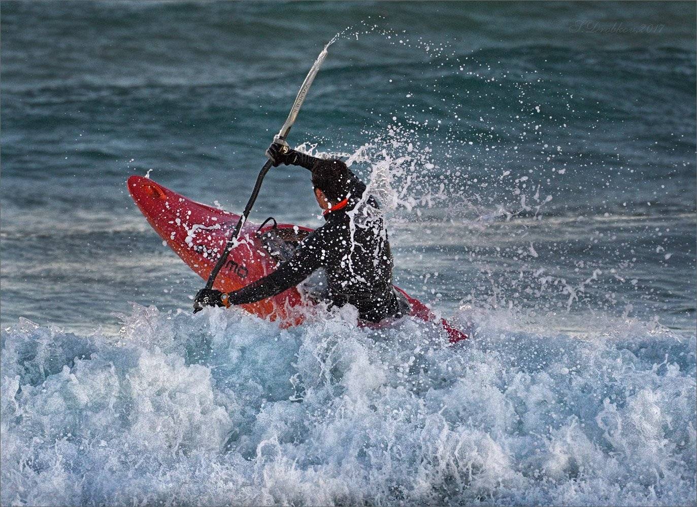 море, каяк, спорт, закат, волны, Sergey Drobkov