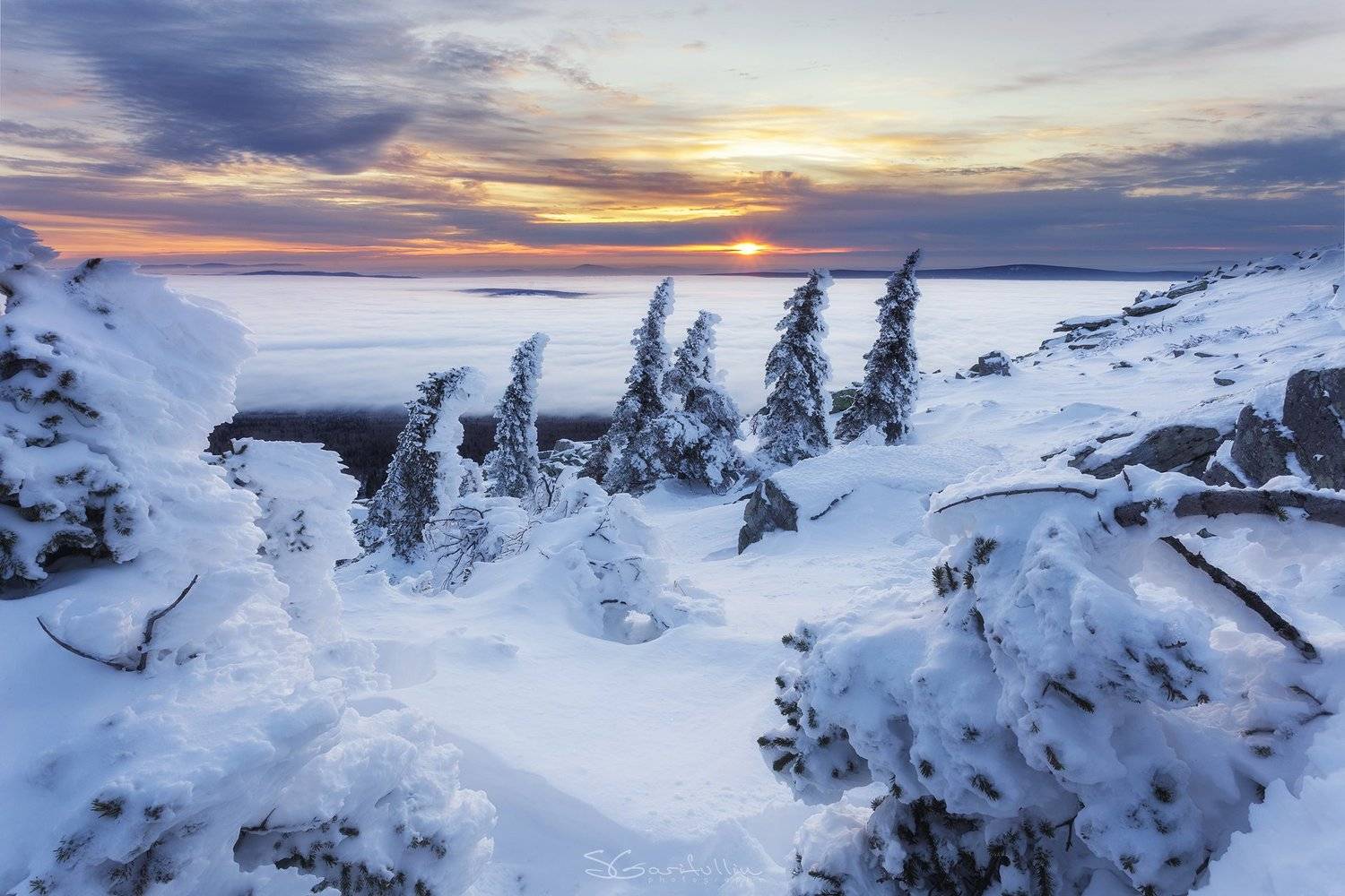 Урал, Южный Урал, Уреньга, облака, рассвет, закат, пейзаж, природа, зима, Сергей Гарифуллин