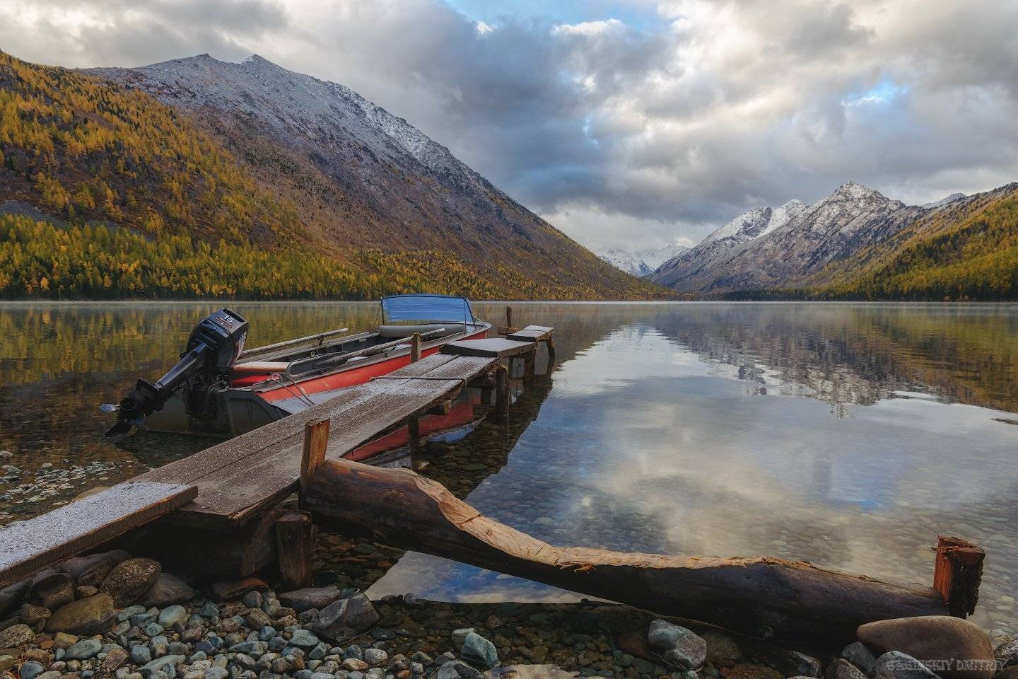 алтай, осенб, озеро, лодка, Dmitriy  Baginskiy