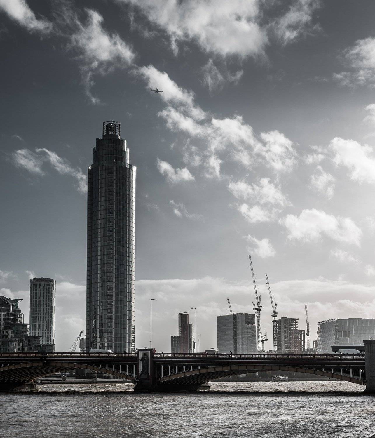 Лондон, мост, самолёт, небоскрёб, город, Evgeniy Khilkevitch