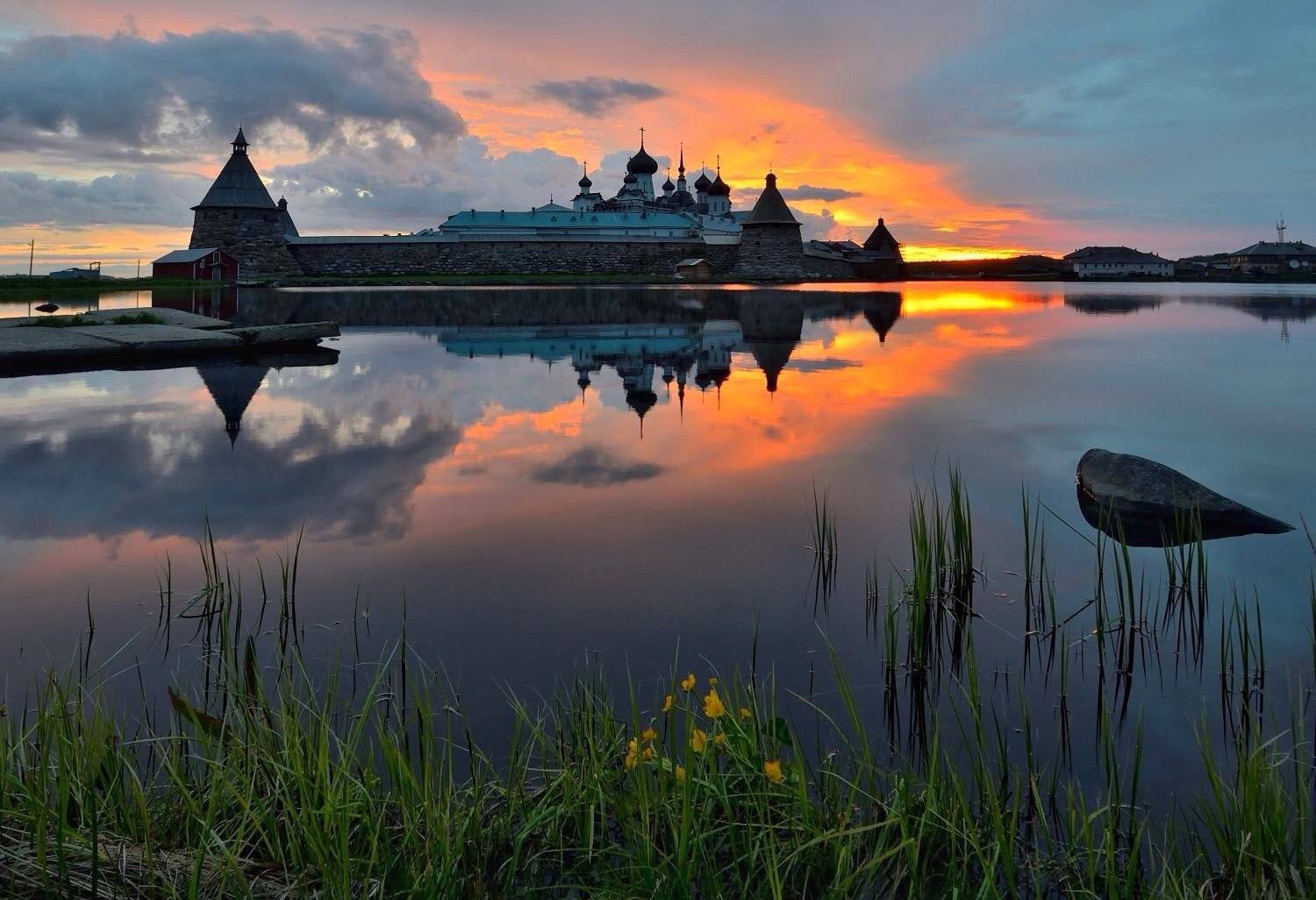 соловки, закат, пейзаж, небо, свет, отражение, монастырь, Павел Афанасьев