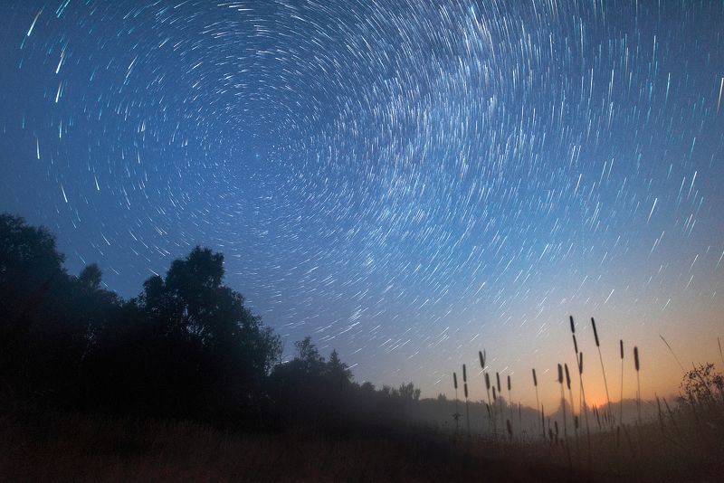 stars, startrails, mist Туман фото превью