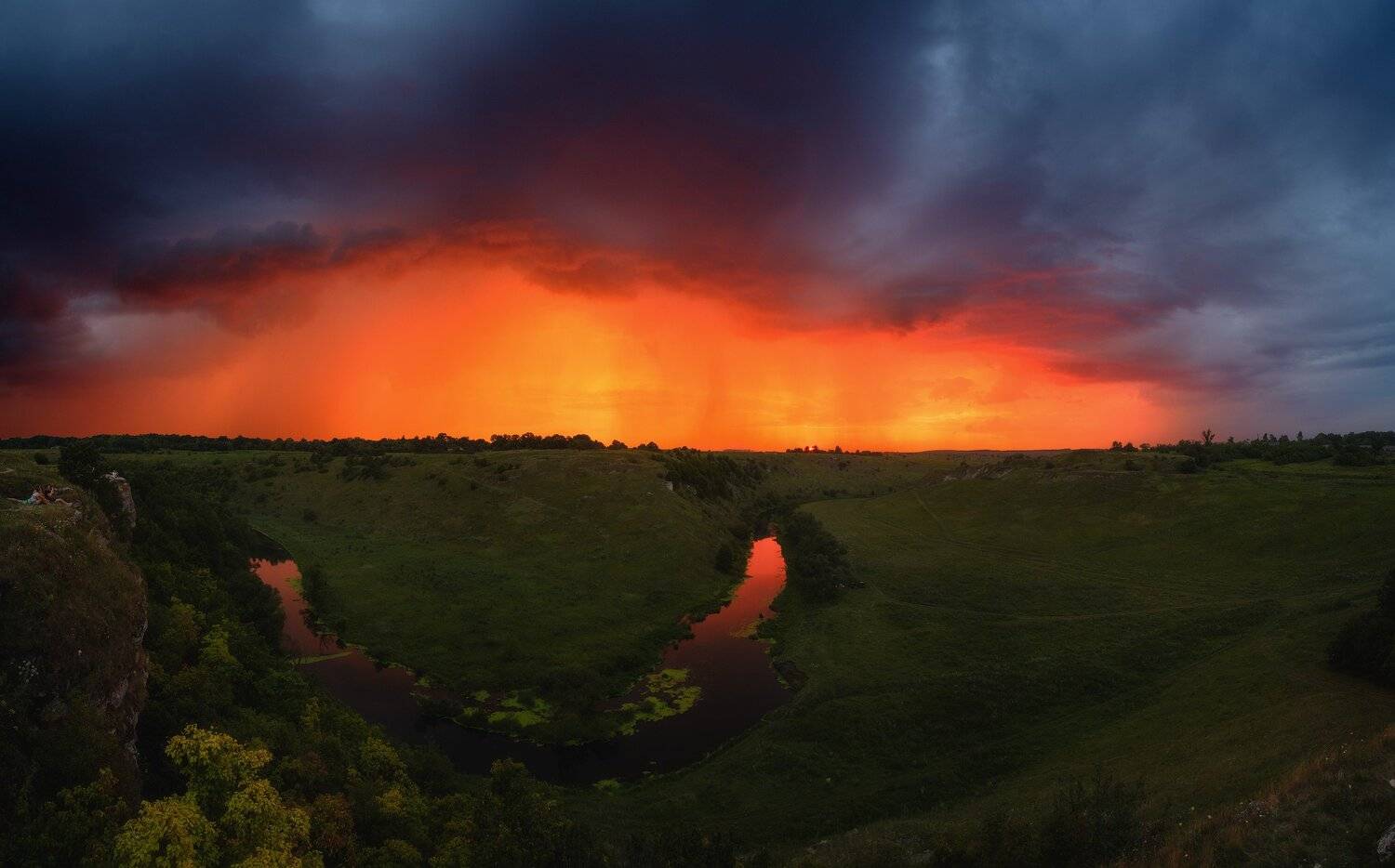 россия, липецкая область, ворголы, закат, природа, пейзаж, мордовник, скалы, река, лес, равнина, небо, гроза, панорама, облака, Оборотов Алексей