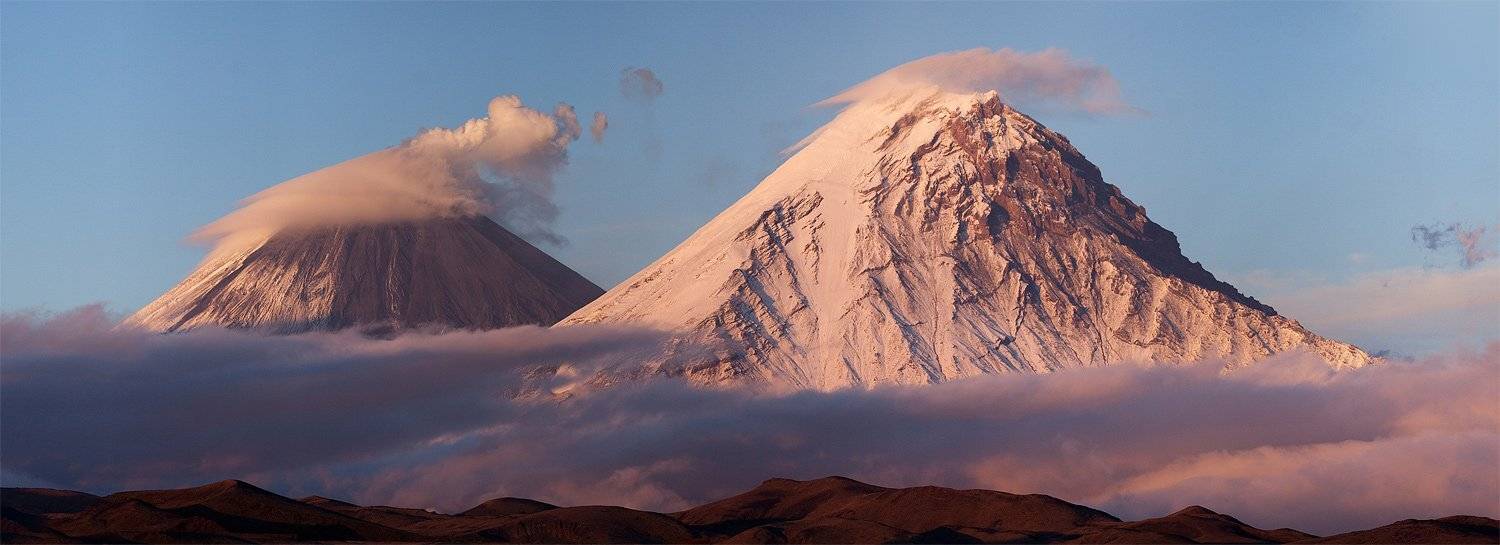 камчатка, вулкан, ключевская, сопка, камень, извержение, пепел, снег, осень, закат, Денис Будьков