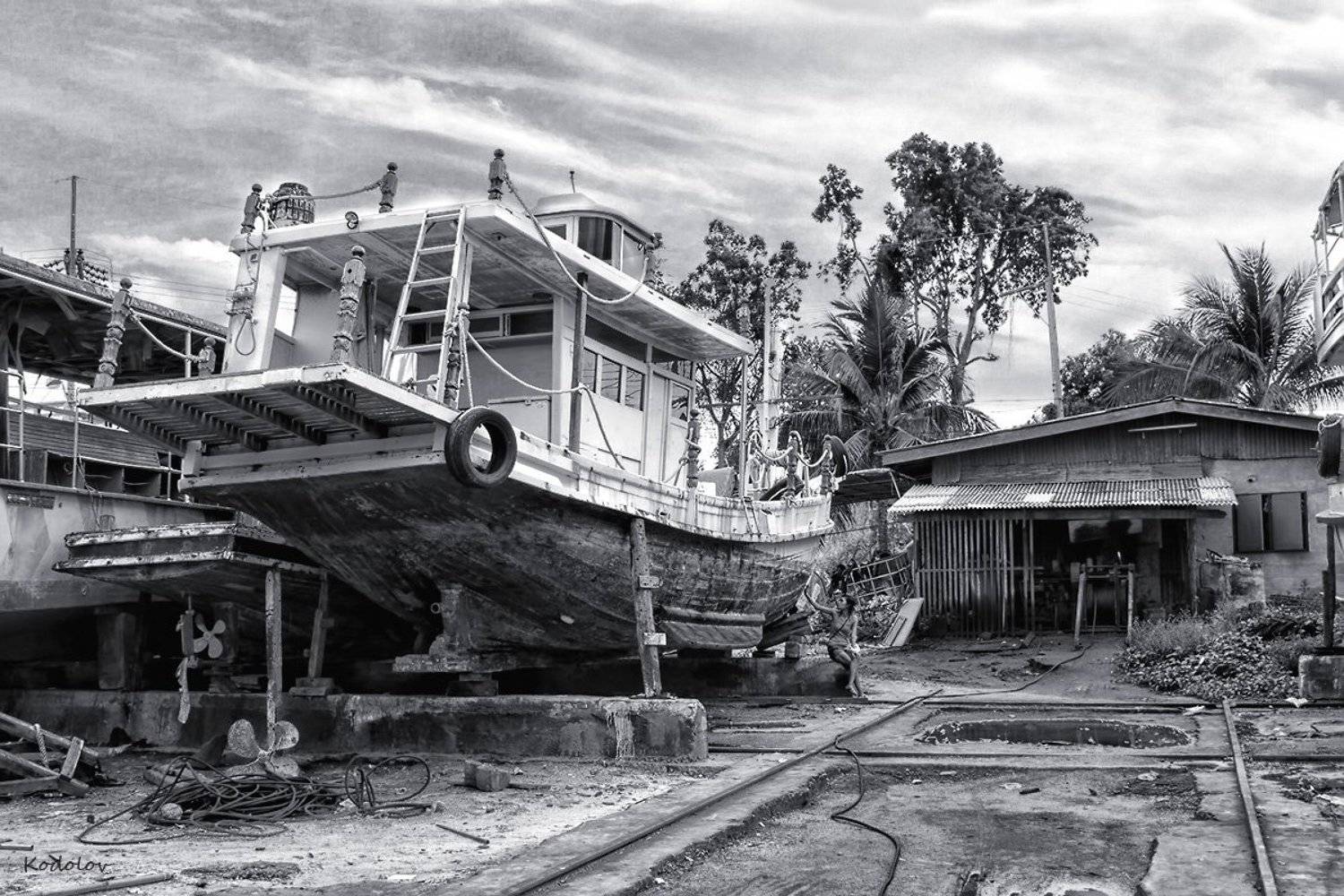 лодка, корабль, девушка, море, Артем Кодолов