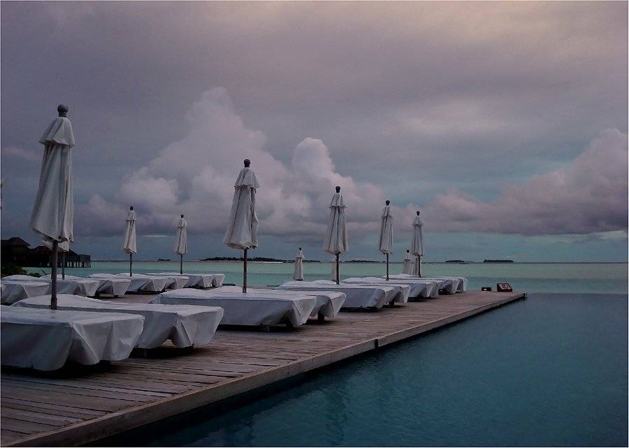 мальдивы, вечер, зима, океан, облака, Сергей Гаспарян