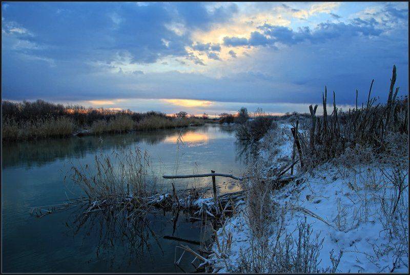 утро, река, первый снег, владимир