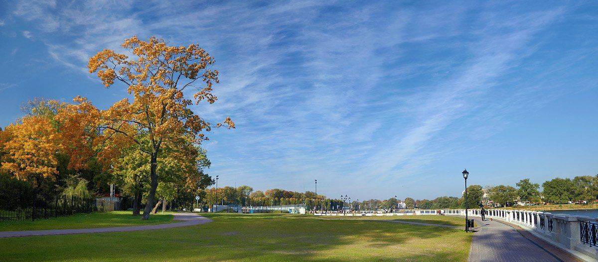 осень, набережная, панорама, White