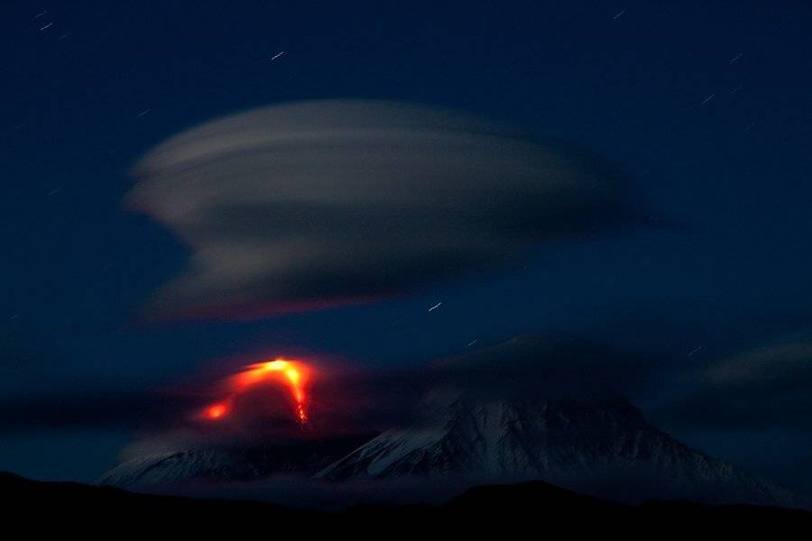 камчатка, вулкан, ключевская, сопка, камень, извержение, ночь, лава, звезды, Денис Будьков