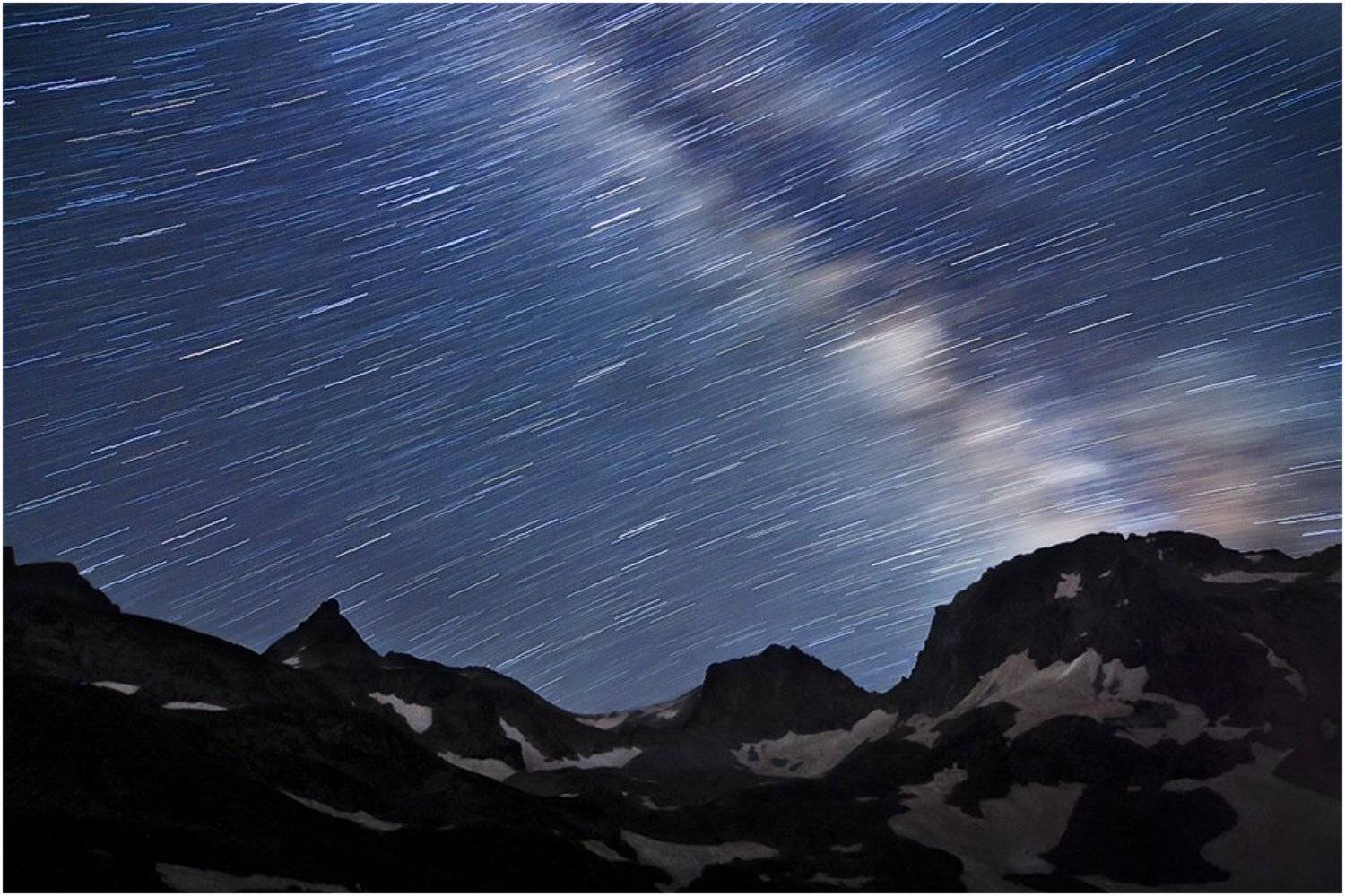 горы, звезды, млечгый путь, ночь, вращение, кавказ, перевал, Роман Махненко