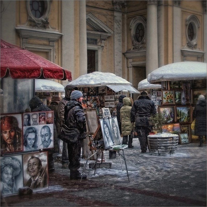 петербург Художник, город и мороз фото превью