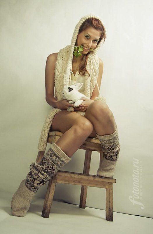 девушка, кролик, заяц, новый, год *** фото превью