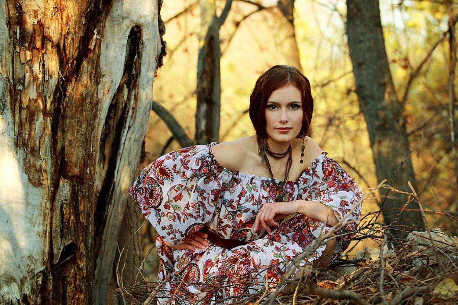 девушка, деревья, ветки, , осень, Алёна