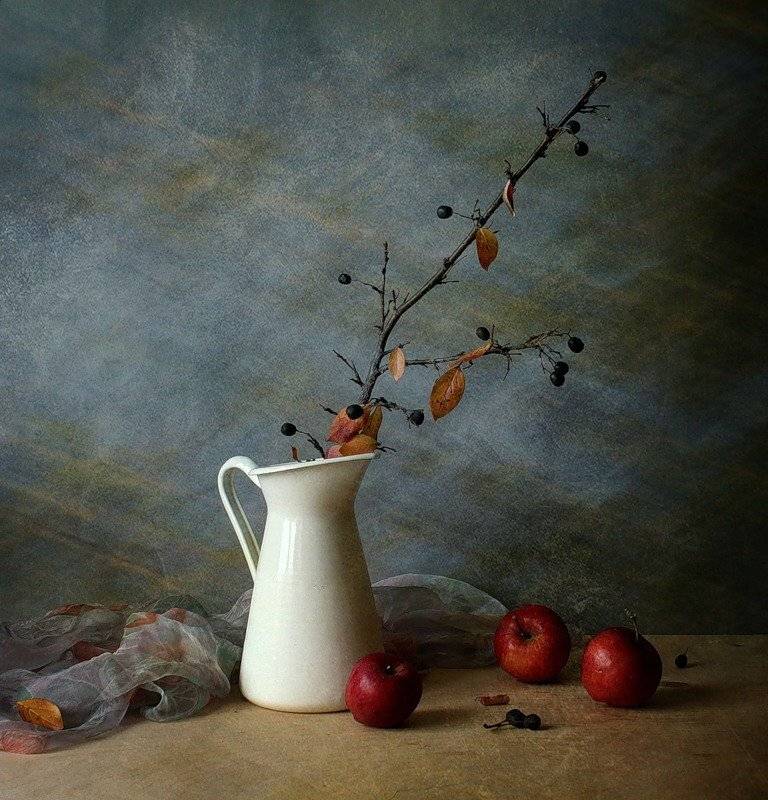 осень, ветка, кувшин, натюрморт, Таня Ви