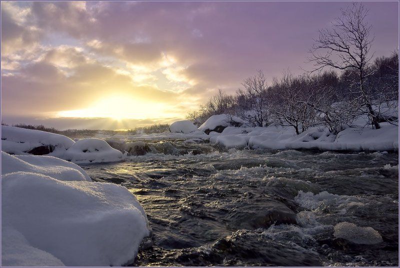 река, титовка, колльский, закат, снег, сугробы, ноябрь И снова Титовка... фото превью