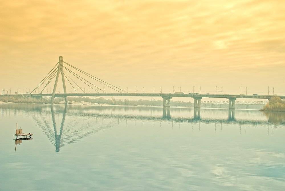 оболонь, киев, мост, отражение, Надежда